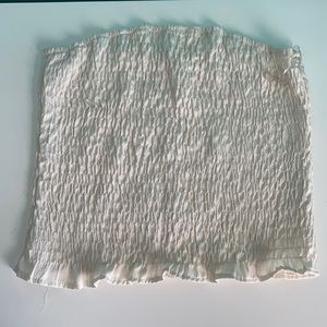 White ruffled tube top